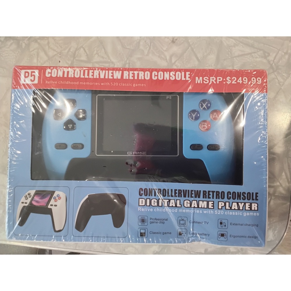 P5 Controllerview Retro Console Digital Game Player 520 Games Handheld Blue New